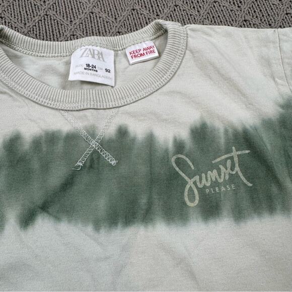 Zara Kids Green Tie-Dye Striped T-Shirt ~ 18/24M - Picture 3 of 11